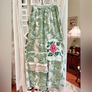 Vintage seashell print cotton pachira wide leg pants